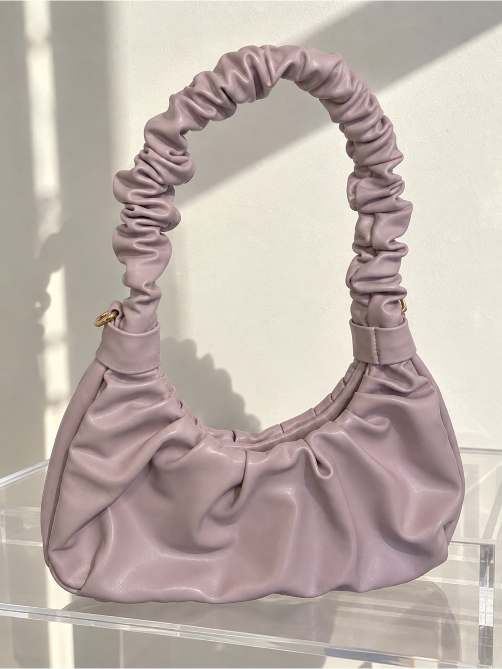Aqua Ruched Shoulder Bag